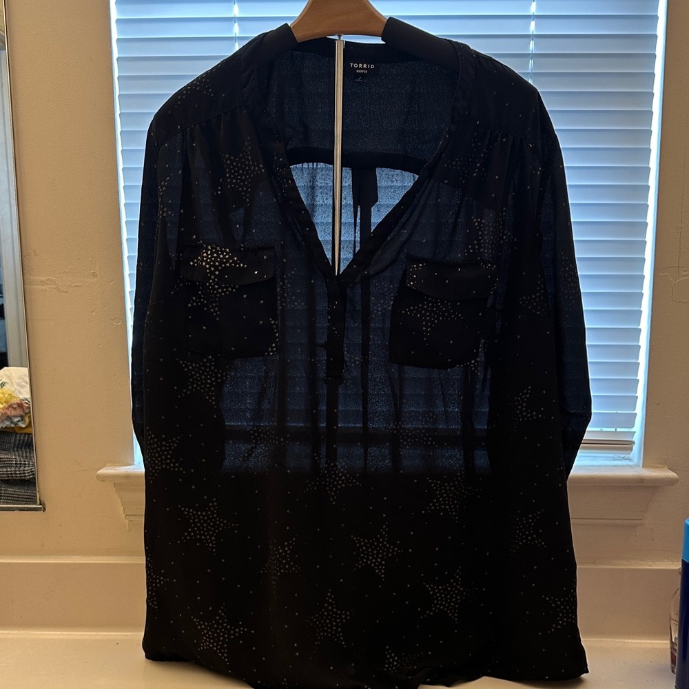 Torrid Black Sheer Star Blouse